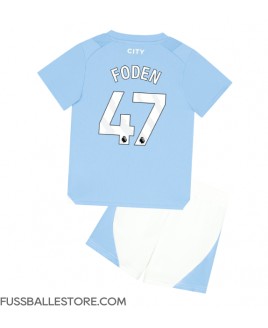 Günstige Manchester City Phil Foden #47 Heimtrikotsatz Kinder 2023-24 Kurzarm (+ Kurze Hosen)